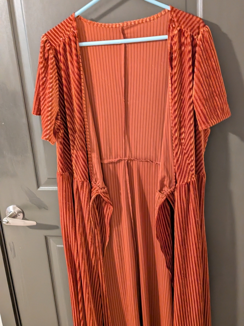 Women's copper, featuring a soft vertical ribbed Cardigan Or Wrap Dress